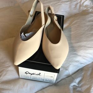 Nude flats open back new